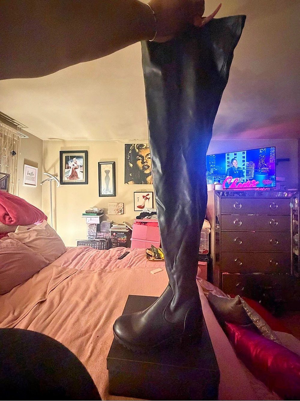 Azalea Wang Ashland Over the Knee Platform Boot Black